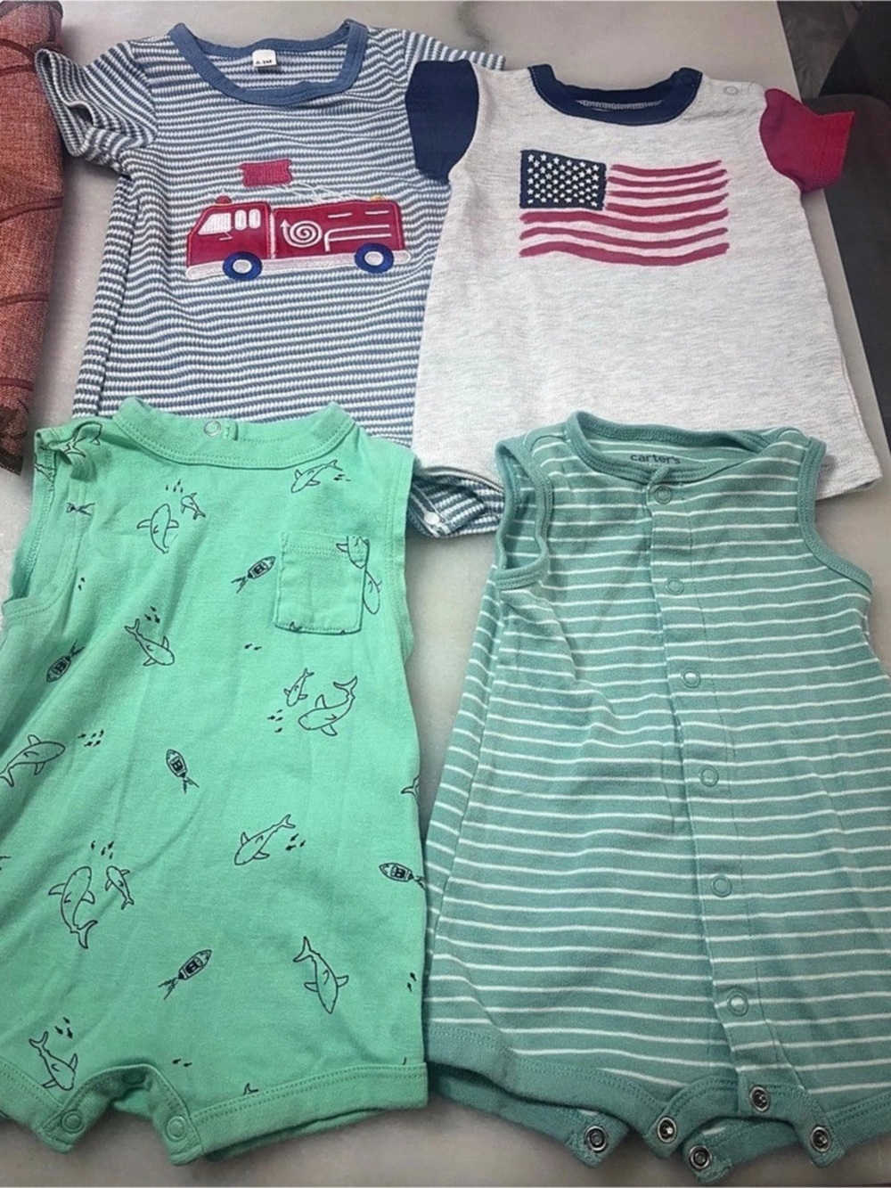 Baby 4-Piece Green & Gray Striped Outfit Set